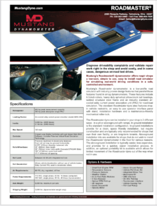 MD-ROADMASTER Specification Sheet image | Mustang Dynamometer