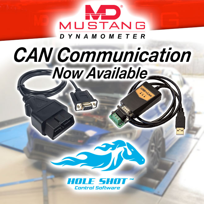 CAN Communication now available for Hole Shot Dyno Controls Software - Mustang Dynamometer